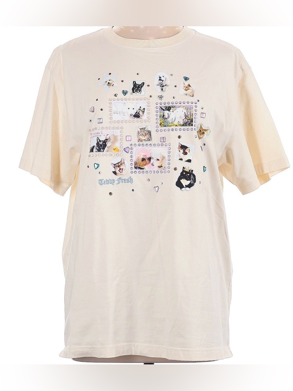 Teddy Fresh bedazzled animal pets oversized graphic tee